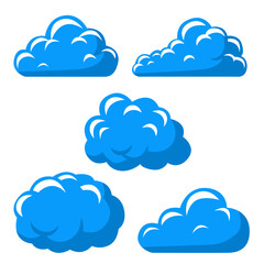 Detailed and Dynamic Blue Cloud Illustrations with High Contrast
