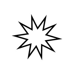 Simple black outline of an eightpointed starburst or explosion shape, vector illustration