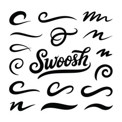 Bold Solid Black Calligraphic Swoosh & Decorative Flourish Design Set