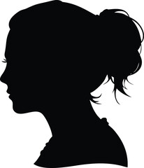 A striking silhouette of a woman s profile with hair tied up in