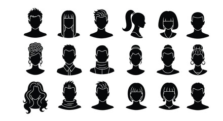 Diverse people avatars vector icons set for profile pictures