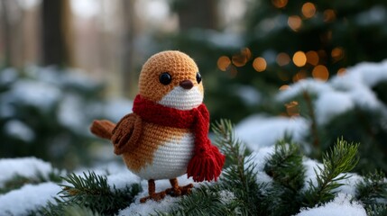 Cute Crocheted Christmas Robin