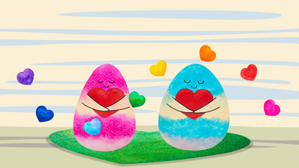 self love space of love together romantic happy rainbow heart lgbt pride love flag hug care positive mind health mental spiritual heal art design illustration watercolor painting cartoon relationship