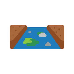 Flat design river landscape icon vector art