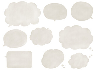 グレーのクレヨン手描き風吹き出しセット