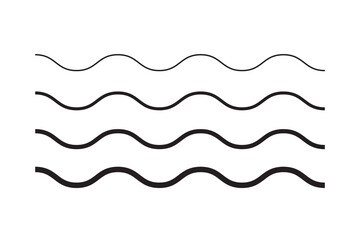 Set of wavy, zigzag, horizontal lines. Waves outline icon. Wave thin line symbol pictogram graphic for seal water or ocean symbol, wavy pattern clipart stroke black