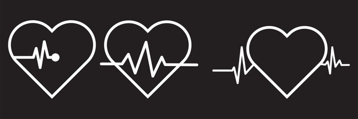 Hearth beat icon, health medical heartbeat symbol isolated on white background. Pulse rate monitor. Vector illustration.