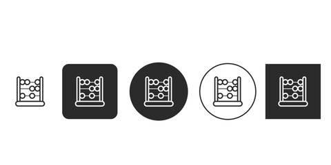 Abacus calculation tool line icon set vector | Traditional counting frame monochrome symbols for math education | Educational arithmetic toy vector illustration for UI/UX design | Vintage calculator