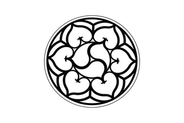 Circular ornate floral pattern. Decorative design element. Abstract artistic motif. Elegant round illustration.