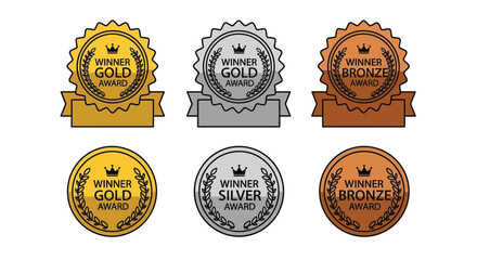 Gold silver bronze award winner vector graphic illustration