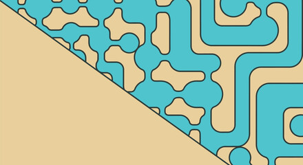 Abstract geometric pattern background with blue and beige shapes