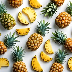 Fototapeta premium background pattern design with set of organic pineapple