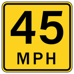 Fototapeta premium speed limit 45 sign