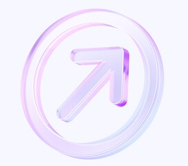 up arrow icon with colorful gradient. 3d rendering illustration for graphic design, ui ux design, presentation or background. shape with glass effect	