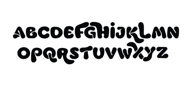 Full english alphabet in bubble style. Cute and fun font design. Bold uppercase letters collection