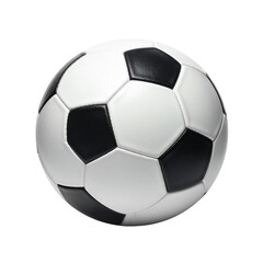 Fototapeta premium An old, round leather soccer ball isolated on a white background is ready for a game of sport