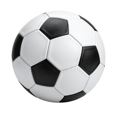 An old, round leather soccer ball isolated on a white background is ready for a game of sport