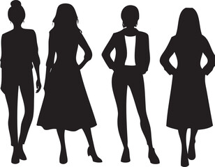 Women's Fashion Silhouettes – Stylish Female Model Set