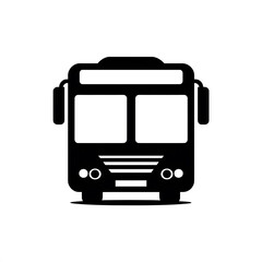 Fototapeta premium Simple black bus icon on a white background, minimalist vector design representing public transportation and urban mobility, created for traffic signage, travel apps, and modern transport