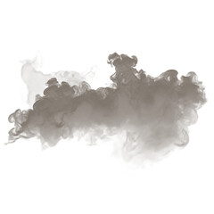 Gray Smoke or Cloud of Dust Effect, Isolated on Transparent PNG Background for Overlay Compositing.