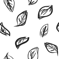 Monochrome Leaf Seamless Pattern Design