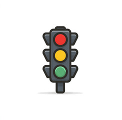 Traffic light icon vector illustration on a clean white background, showing red, yellow, and green signals for transport direction and urban safety, used in road communication design, traffic control,