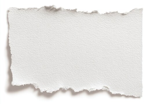 Torn piece of white paper with textured surface and shadow - Powered by Adobe