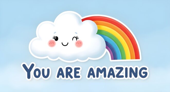 Cloud Rainbow Motivational Quote Kawaii Inspirational Design
