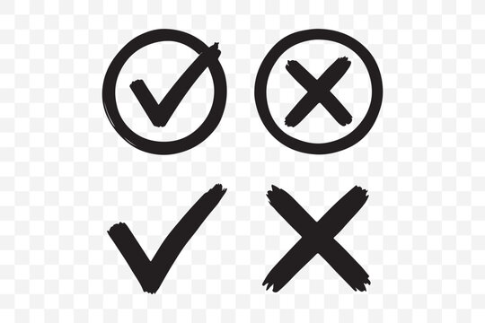 Check tick mark icon set. Cross box x check mark checkbox v list vector draw hand drawn sketch doodle brush marker checklist symbol wrong right circle. Vector alphabet letters and numbers vector,