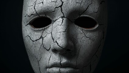 Fractured Facade. A Study in Texture and Light, The Masks Surface and Abstract Shadows.