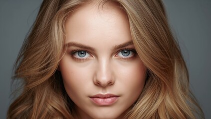Fototapeta premium Gaze of Tranquility. A Study in Warm Tones and Gentle Light, Focused on the Eyes.