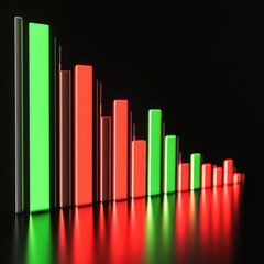 Bright green upward bars dominate one side while red downward bars illuminate the opposite side