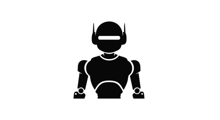 Modern robot icon or avatar with futuristic design and antennas