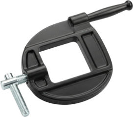 A Black Metal C Clamp With A Threaded Screw And Handle Isolated On A Transparent Background For Easy Isolation And Cclamp Tool Equipment Workshop Construction