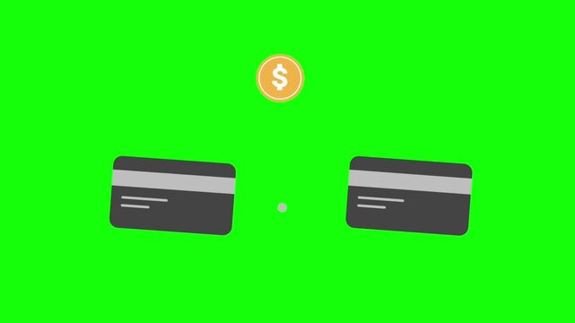 Animation icon of Money transfer from credit card to another card. Digital payments animation.
