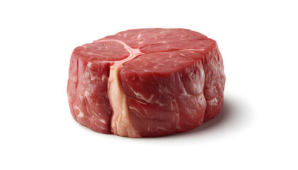 Fototapeta premium Raw beef cut with visible marbling on white background 