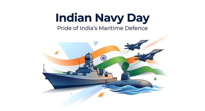 Indian navy day commemoration with naval fleet and aircraft