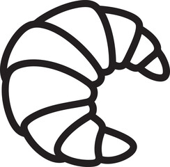 Stylized croissant icon with bold rounded black outlines forming a classic crescent pastry shape. © Vhya