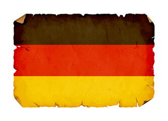 Obraz premium Germany retro flag png. Isolated old worn and torn paper flag of Germany illustration transparent png 
