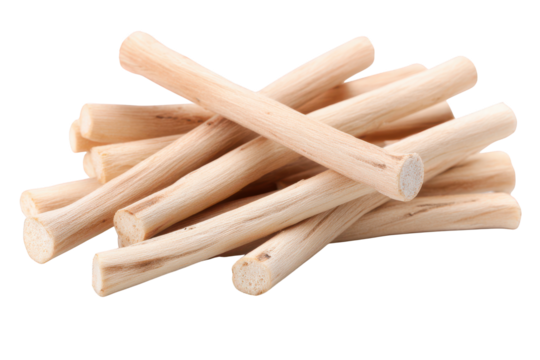 Stack of Natural Wood Sticks Isolated on Black wooden dowels isolated on a transparent background
