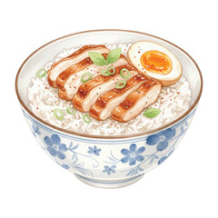 watercolor delicious chicken rice bowl