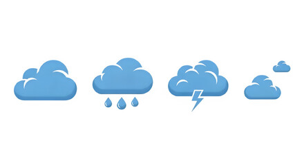 Weather icons set of clouds isolated on transparent background