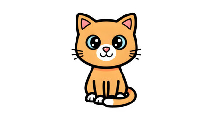 Cartoon orange cat with wide eyes isolated on transparent background