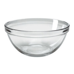 A clear, empty glass mixing bowl, perfect for food preparation or serving, isolated on a transparent background, ready for use. background removed