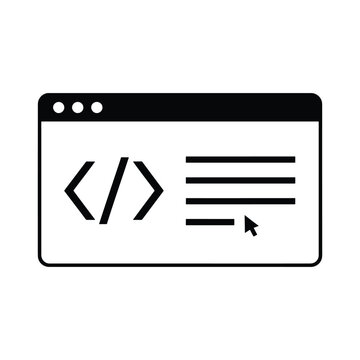 Coding window silhouette icon with angle brackets