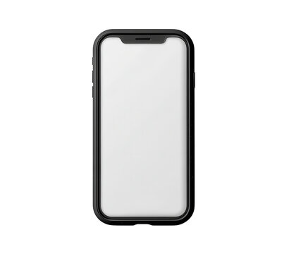 Front view of a black iphone case isolated on transparent background, showcasing its protective design and sleek profile for safeguarding your valuable device
