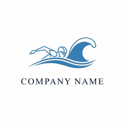 Dynamic Swimmer Logo - A Symbol of Aquatic Excellence and Fluid Motion.