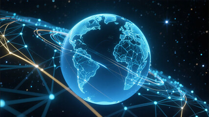 Digital Globe with Global Network Connections Technology Background