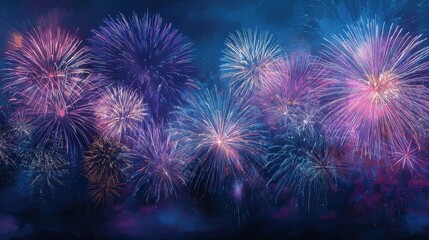 Spectacular multicolored firework display lighting up the night