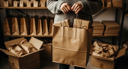 Customer carries craft bag